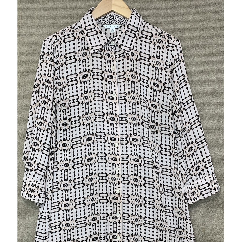 CABI Colony Club Shirt Dress Women L Multicolor #784 Office Lagenlook Boho Chic
